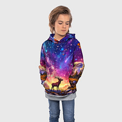 Толстовка-худи детская Лось и звездное небо, цвет: 3D-меланж — фото 2