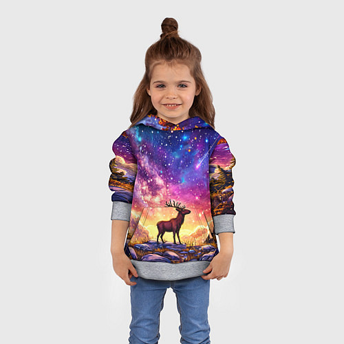 Детская толстовка Лось и звездное небо / 3D-Меланж – фото 4