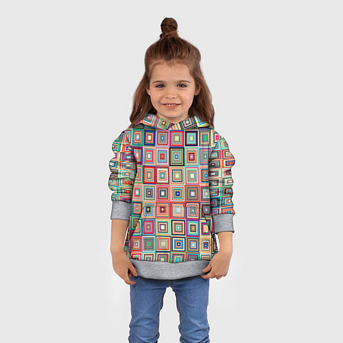 Детская толстовка Квадратная мозаика / 3D-Меланж – фото 4
