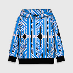 Детская толстовка Бело-синие техно полосы на чёрном фоне