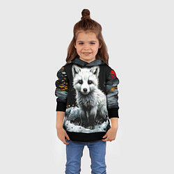 Толстовка-худи детская Песец на черном, цвет: 3D-черный — фото 2