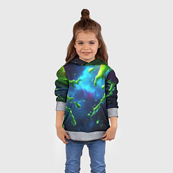Толстовка-худи детская Зеленые брызги, цвет: 3D-меланж — фото 2