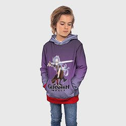 Толстовка-худи детская Разор из Геншин, цвет: 3D-красный — фото 2