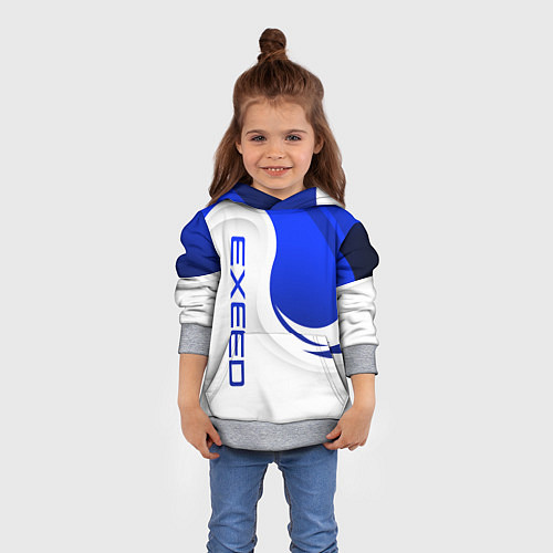 Детская толстовка Exeed - синий и белый / 3D-Меланж – фото 4