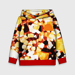 Толстовка-худи детская Жёлто-белая абстракция на чёрном фоне, цвет: 3D-красный