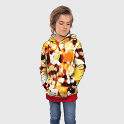 Толстовка-худи детская Жёлто-белая абстракция на чёрном фоне, цвет: 3D-красный — фото 2