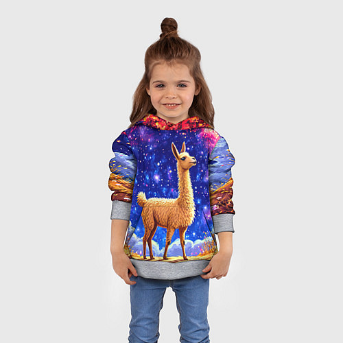 Детская толстовка Лама и звездное небо / 3D-Меланж – фото 4