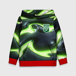 Толстовка-худи детская Зеленый неоновый камуфляж, цвет: 3D-красный