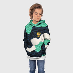 Толстовка-худи детская Текстурный милитари камуфляж, цвет: 3D-белый — фото 2