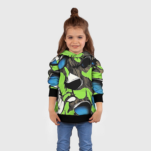 Детская толстовка Объемный камуфляж из слоев / 3D-Черный – фото 4