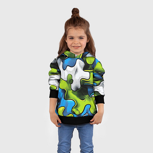 Детская толстовка Камуфляж в стиле графитти / 3D-Черный – фото 4