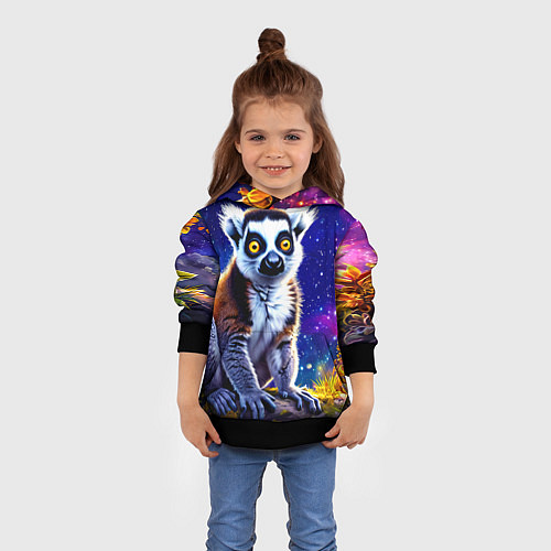 Детская толстовка Лемур и звездная ночь / 3D-Черный – фото 4