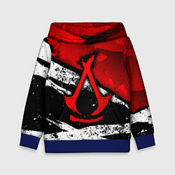 Толстовка-худи детская Assassins creed: shadows - красная абстракция, цвет: 3D-синий