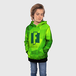 Толстовка-худи детская Fortnite green poly, цвет: 3D-черный — фото 2