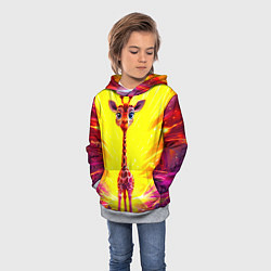 Толстовка-худи детская Жирафик в желтых искрах, цвет: 3D-меланж — фото 2