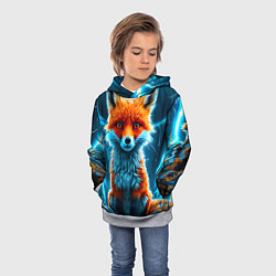 Толстовка-худи детская Лиса и молния, цвет: 3D-меланж — фото 2