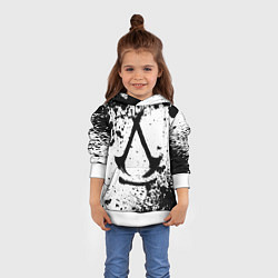 Толстовка-худи детская Assassins creed shadows - черно-белые брызги, цвет: 3D-белый — фото 2