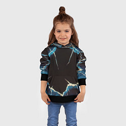 Толстовка-худи детская Разлом черного абстрактного стекла, цвет: 3D-черный — фото 2