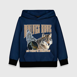 Толстовка-худи детская Волки в ночи, цвет: 3D-черный