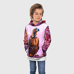 Толстовка-худи детская Орел и розовый закат, цвет: 3D-белый — фото 2