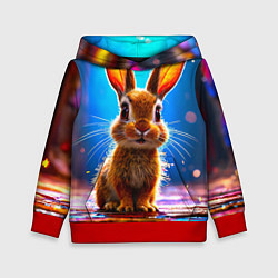 Толстовка-худи детская Ушастый зайка, цвет: 3D-красный