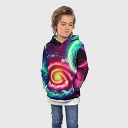 Толстовка-худи детская Spiral galaxy - neon glow, цвет: 3D-белый — фото 2