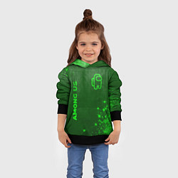 Толстовка-худи детская Among Us - green gradient вертикально, цвет: 3D-черный — фото 2