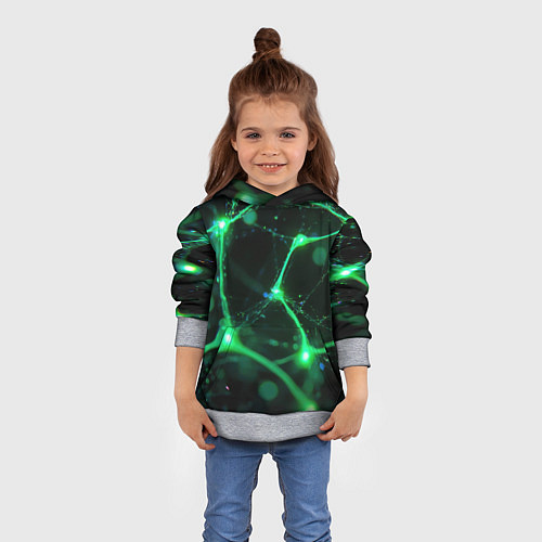 Детская толстовка Зеленый нейроны / 3D-Меланж – фото 4
