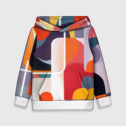 Толстовка-худи детская Абстракция из фигур и линий, цвет: 3D-белый