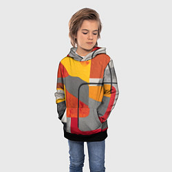 Толстовка-худи детская Абстракция с желтым и оранжевым, цвет: 3D-черный — фото 2