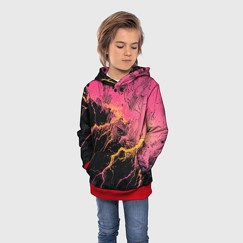 Детская толстовка Абстрактные молнии текстура / 3D-Красный – фото 3