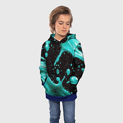 Толстовка-худи детская Голубая краска и капли, цвет: 3D-синий — фото 2