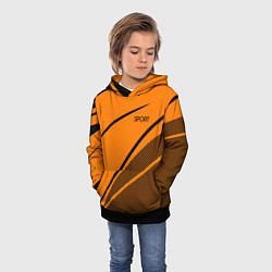 Толстовка-худи детская Sport оранжевый с чёрным точечный, цвет: 3D-черный — фото 2
