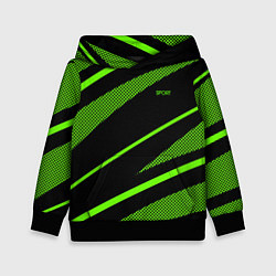 Толстовка-худи детская Sport чёрный и зелёный полосы, цвет: 3D-черный