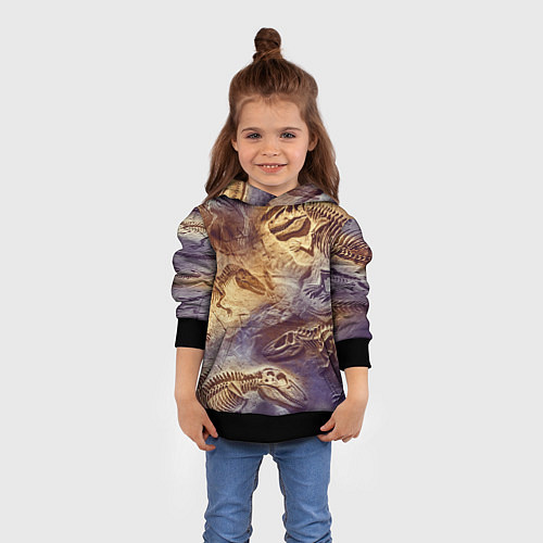 Детская толстовка Окаменелые динозавры, подарок для палеонтолога / 3D-Черный – фото 4