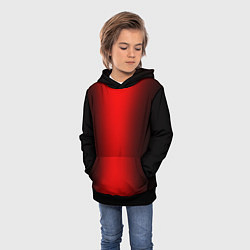 Толстовка-худи детская Чёрно-красный градиент по центру, цвет: 3D-черный — фото 2