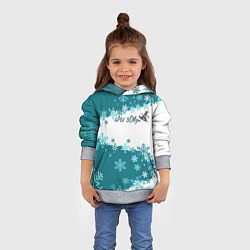Толстовка-худи детская Горы зовут сноуборд бирюза, цвет: 3D-меланж — фото 2