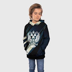 Толстовка-худи детская Герб России Двуглавый орёл чёрно-синий, цвет: 3D-черный — фото 2