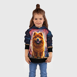 Толстовка-худи детская Чау-чау в космосе, цвет: 3D-черный — фото 2