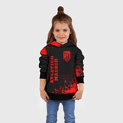 Толстовка-худи детская Atletico Madrid - red gradient вертикально, цвет: 3D-черный — фото 2