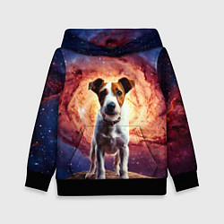 Толстовка-худи детская Фокстерьер в космосе, цвет: 3D-черный