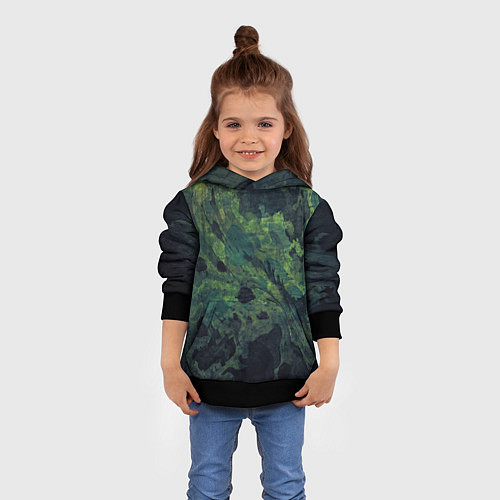 Детская толстовка Абстракция - green camouflage background / 3D-Черный – фото 4