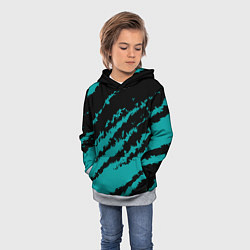 Толстовка-худи детская The color is black and light blue, цвет: 3D-меланж — фото 2