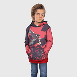Толстовка-худи детская Орущая акула, цвет: 3D-красный — фото 2