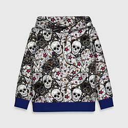 Толстовка-худи детская Черепа и красные звезды, цвет: 3D-синий