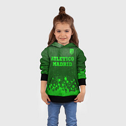 Толстовка-худи детская Atletico Madrid - green gradient посередине, цвет: 3D-черный — фото 2