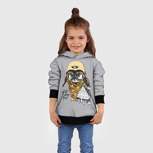 Детская толстовка Owl - wild crazy guy / 3D-Черный – фото 4