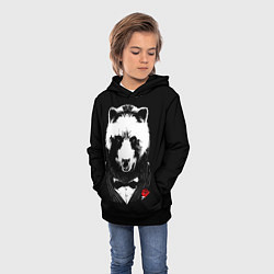 Толстовка-худи детская Панда в черном костюме, цвет: 3D-черный — фото 2