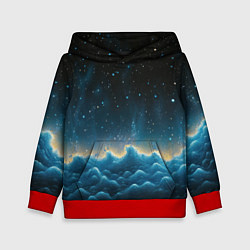 Толстовка-худи детская Облака и черное небо текстура, цвет: 3D-красный