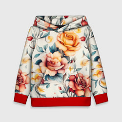 Толстовка-худи детская Паттерн с переплетением цветов, цвет: 3D-красный